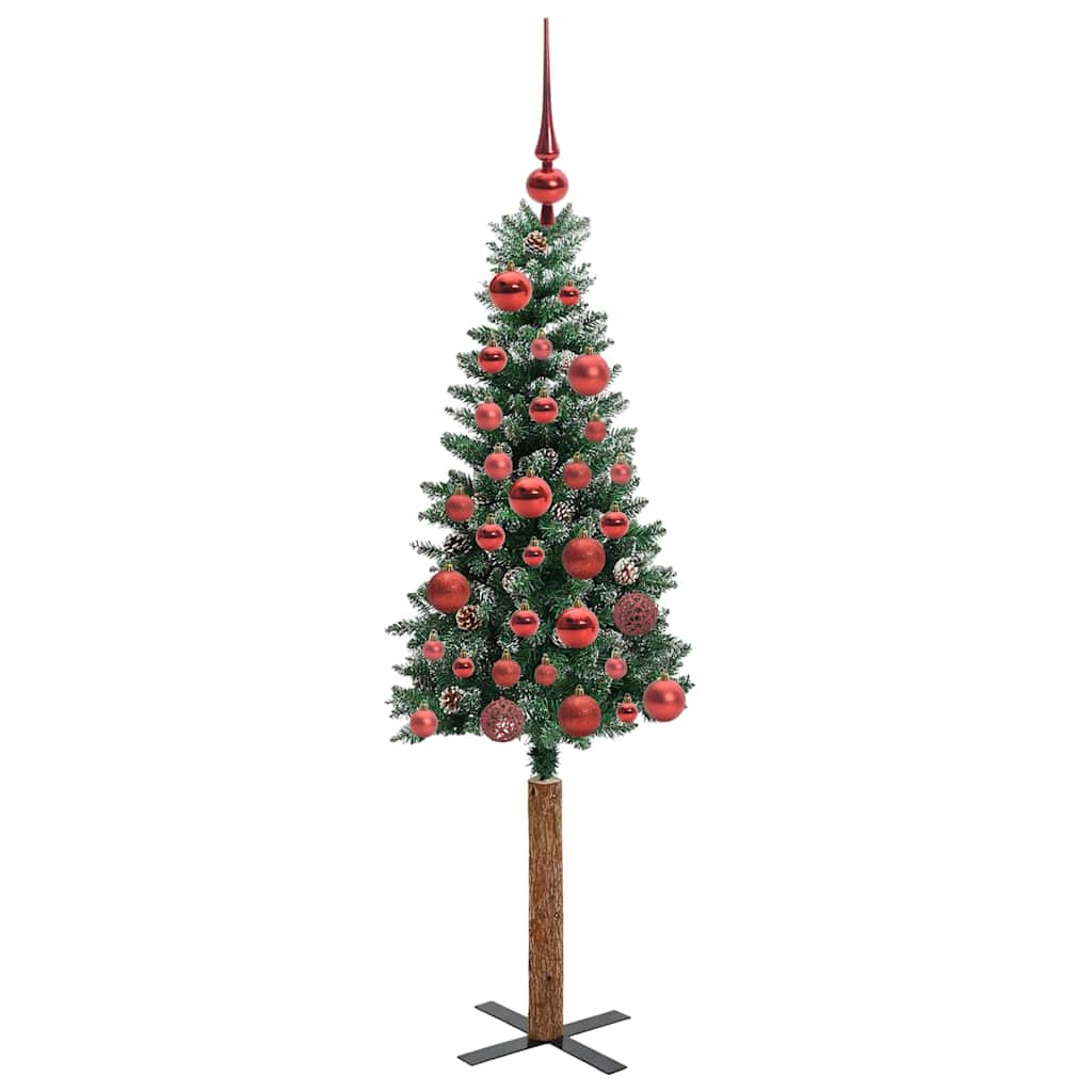 vidaXL Slim Christmas Tree Green 150 cm PVC and Solid Pine wood