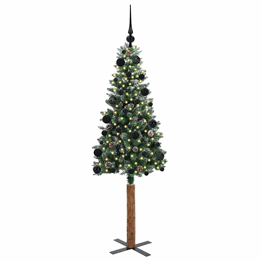 vidaXL Slim Christmas Tree Green 150 cm PVC and Solid Pine wood