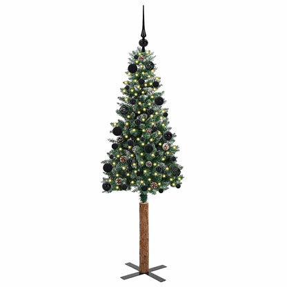 vidaXL Slim Christmas Tree Green 150 cm PVC and Solid Pine wood