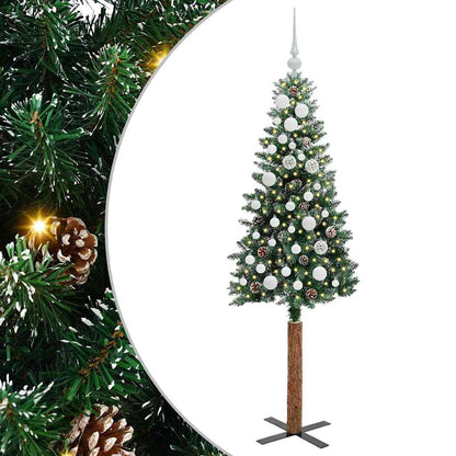 vidaXL Slim Christmas Tree Green 150 cm PVC and Solid Pine wood
