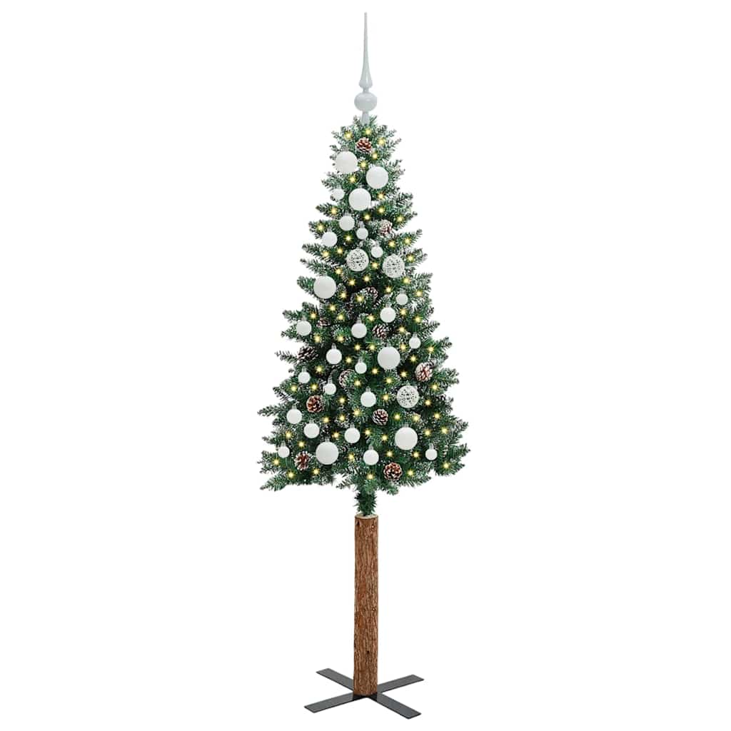 vidaXL Slim Christmas Tree Green 150 cm PVC and Solid Pine wood