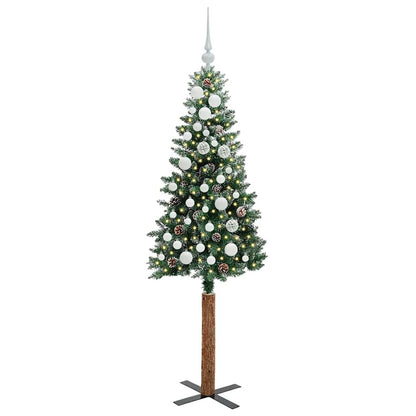 vidaXL Slim Christmas Tree Green 150 cm PVC and Solid Pine wood