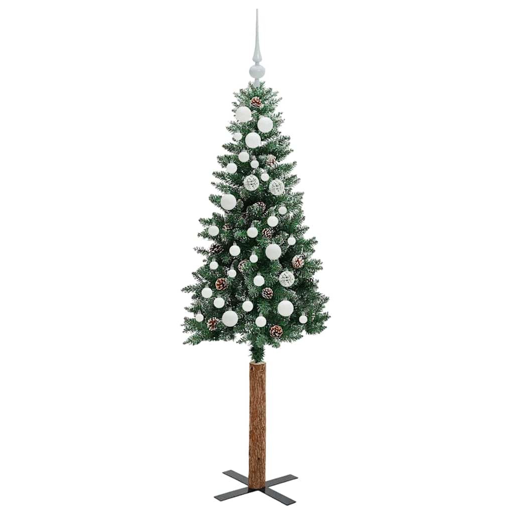 vidaXL Slim Christmas Tree Green 150 cm PVC and Solid Pine wood
