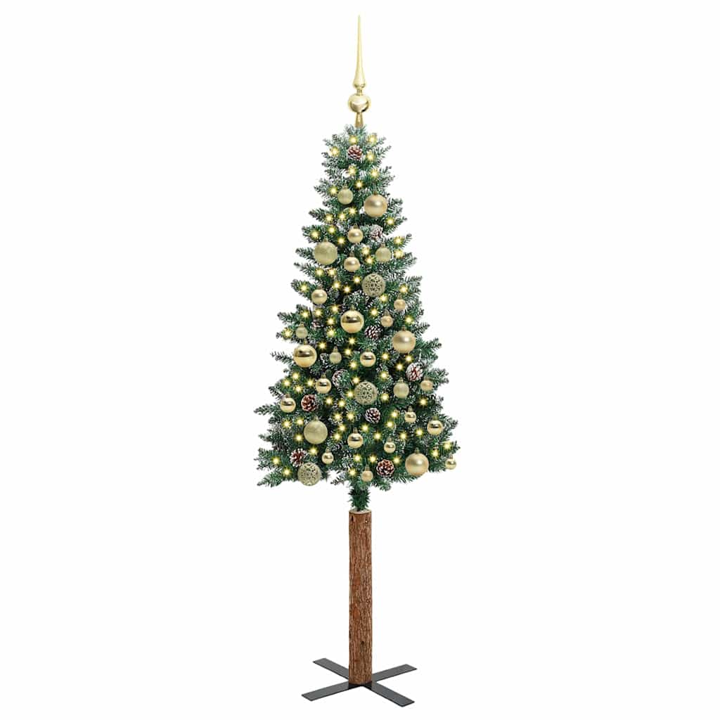 vidaXL Slim Christmas Tree Green 150 cm PVC and Solid Pine wood