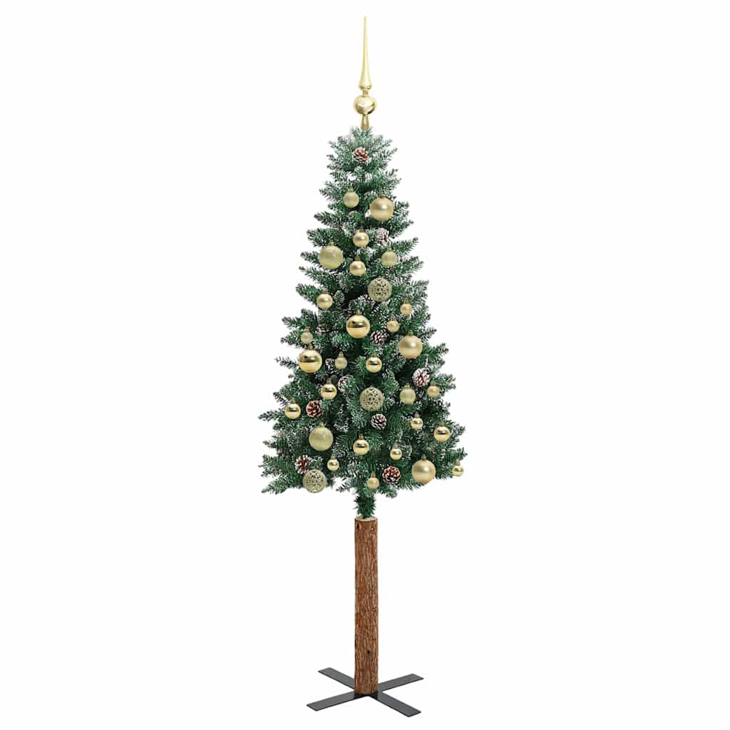 vidaXL Slim Christmas Tree Green 150 cm PVC and Solid Pine wood