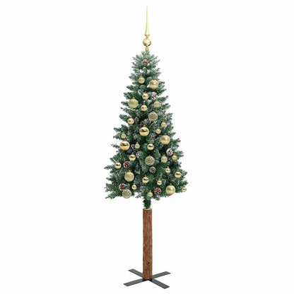 vidaXL Slim Christmas Tree Green 150 cm PVC and Solid Pine wood