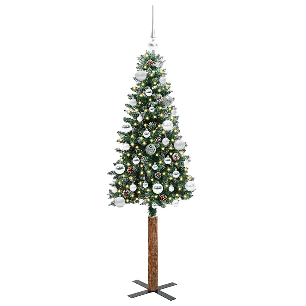 vidaXL Slim Christmas Tree Green 150 cm PVC and Solid Pine wood