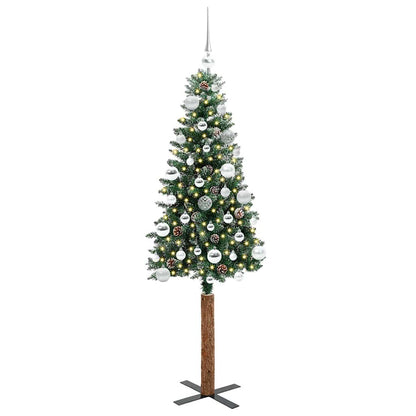 vidaXL Slim Christmas Tree Green 150 cm PVC and Solid Pine wood