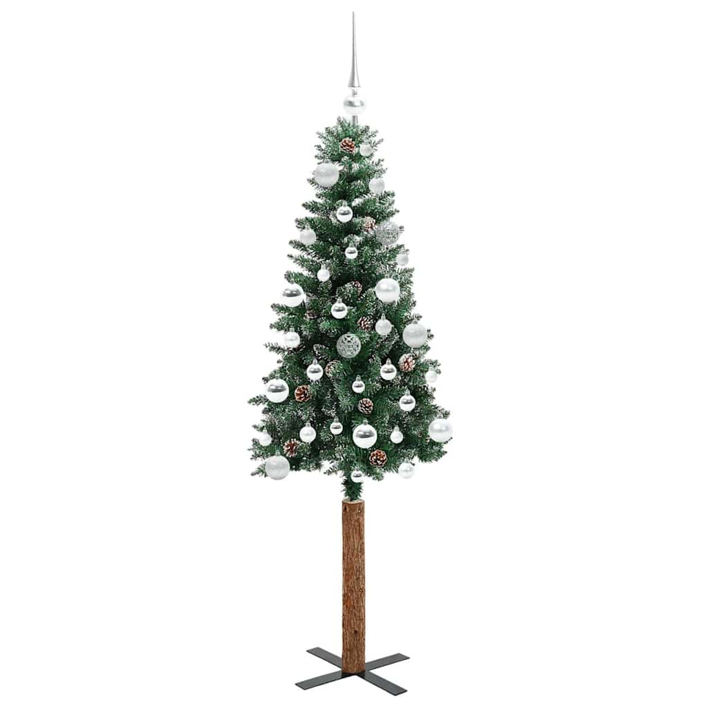 vidaXL Slim Christmas Tree Green 150 cm PVC and Solid Pine wood