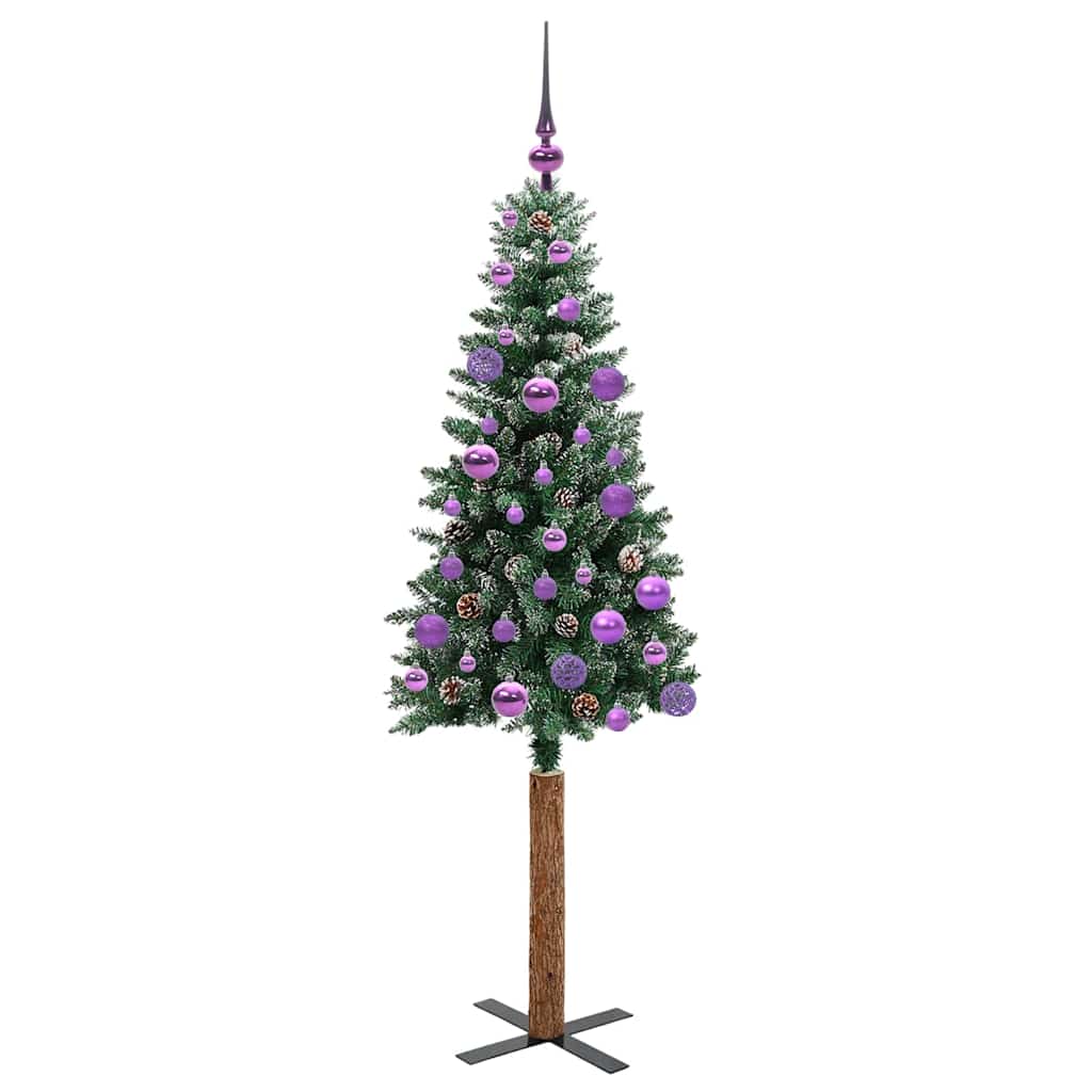 vidaXL Slim Christmas Tree Green 150 cm PVC and Solid Pine wood