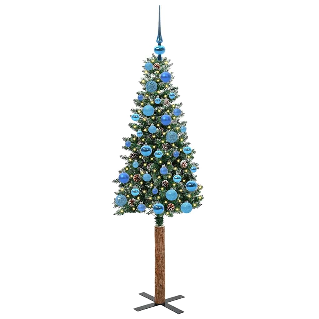 vidaXL Slim Christmas Tree Green 150 cm PVC and Solid Pine wood