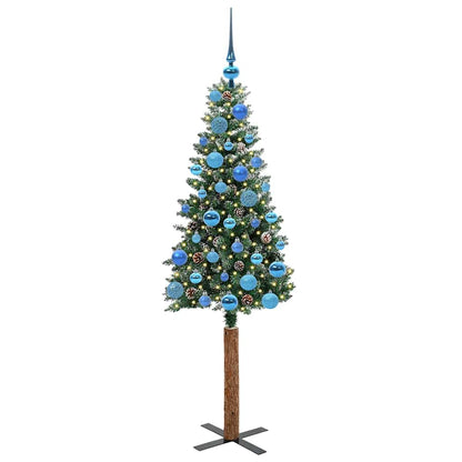 vidaXL Slim Christmas Tree Green 150 cm PVC and Solid Pine wood