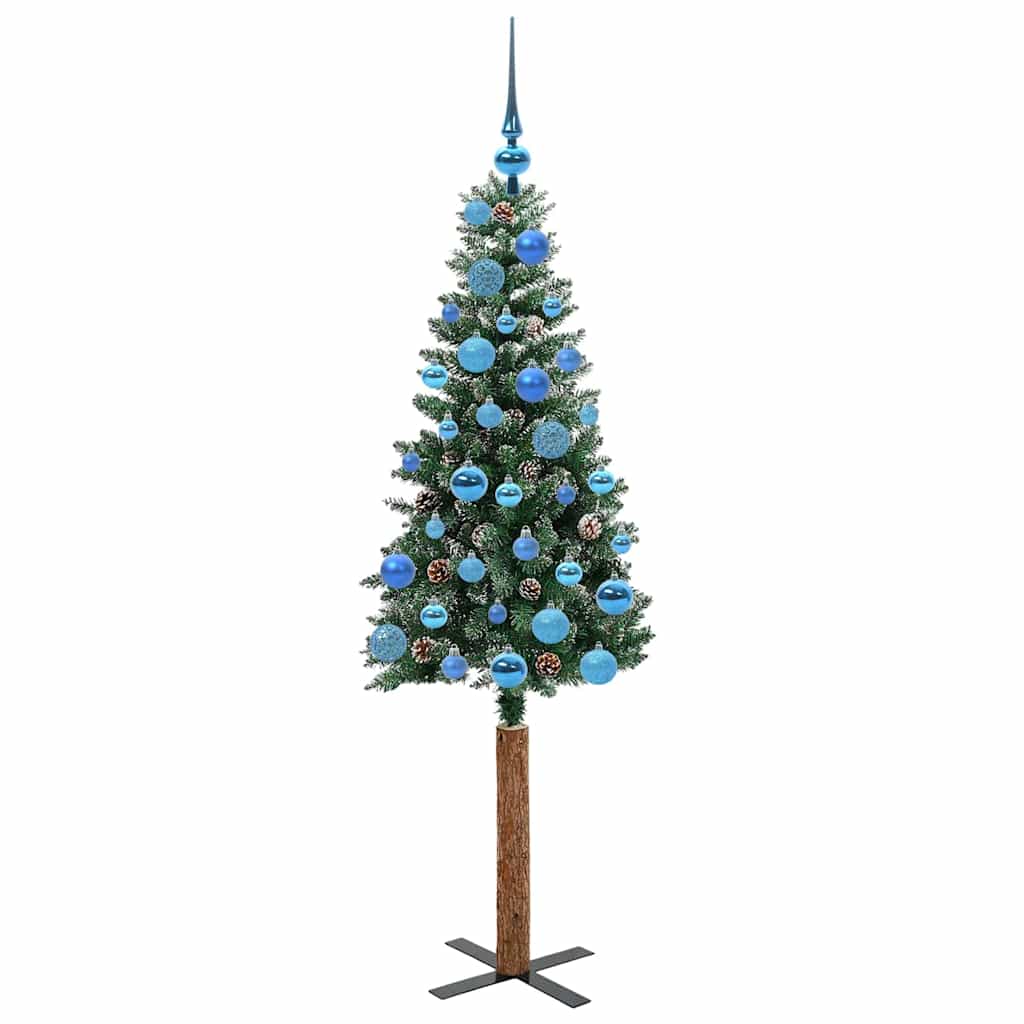 vidaXL Slim Christmas Tree Green 150 cm PVC and Solid Pine wood