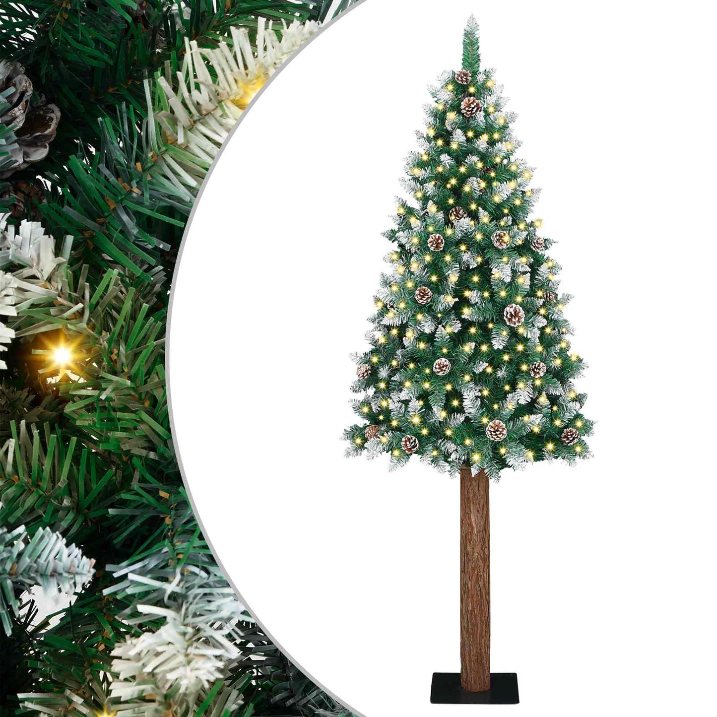 vidaXL Slim Christmas Tree Green 180 cm PVC and Solid Pine wood