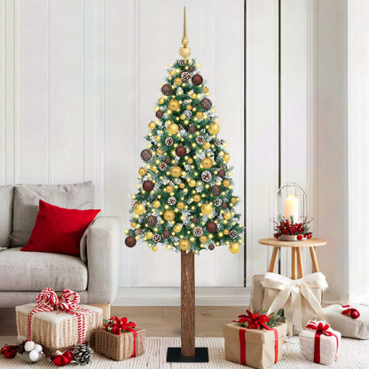 vidaXL Slim Christmas Tree Green 180 cm PVC and Solid Pine wood