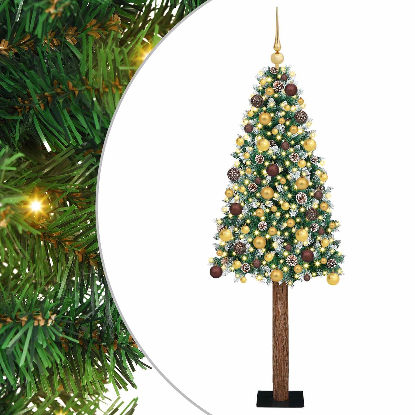 vidaXL Slim Christmas Tree Green 180 cm PVC and Solid Pine wood