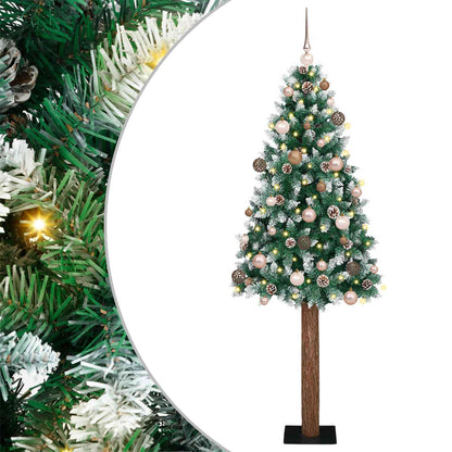 vidaXL Slim Christmas Tree Green 180 cm PVC and Solid Pine wood