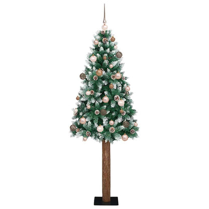 vidaXL Slim Christmas Tree Green 180 cm PVC and Solid Pine wood
