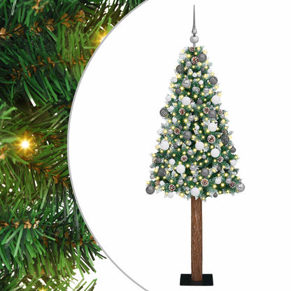 vidaXL Slim Christmas Tree Green 180 cm PVC and Solid Pine wood