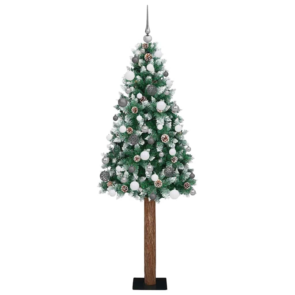 vidaXL Slim Christmas Tree Green 180 cm PVC and Solid Pine wood