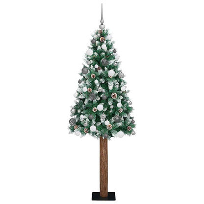 vidaXL Slim Christmas Tree Green 180 cm PVC and Solid Pine wood