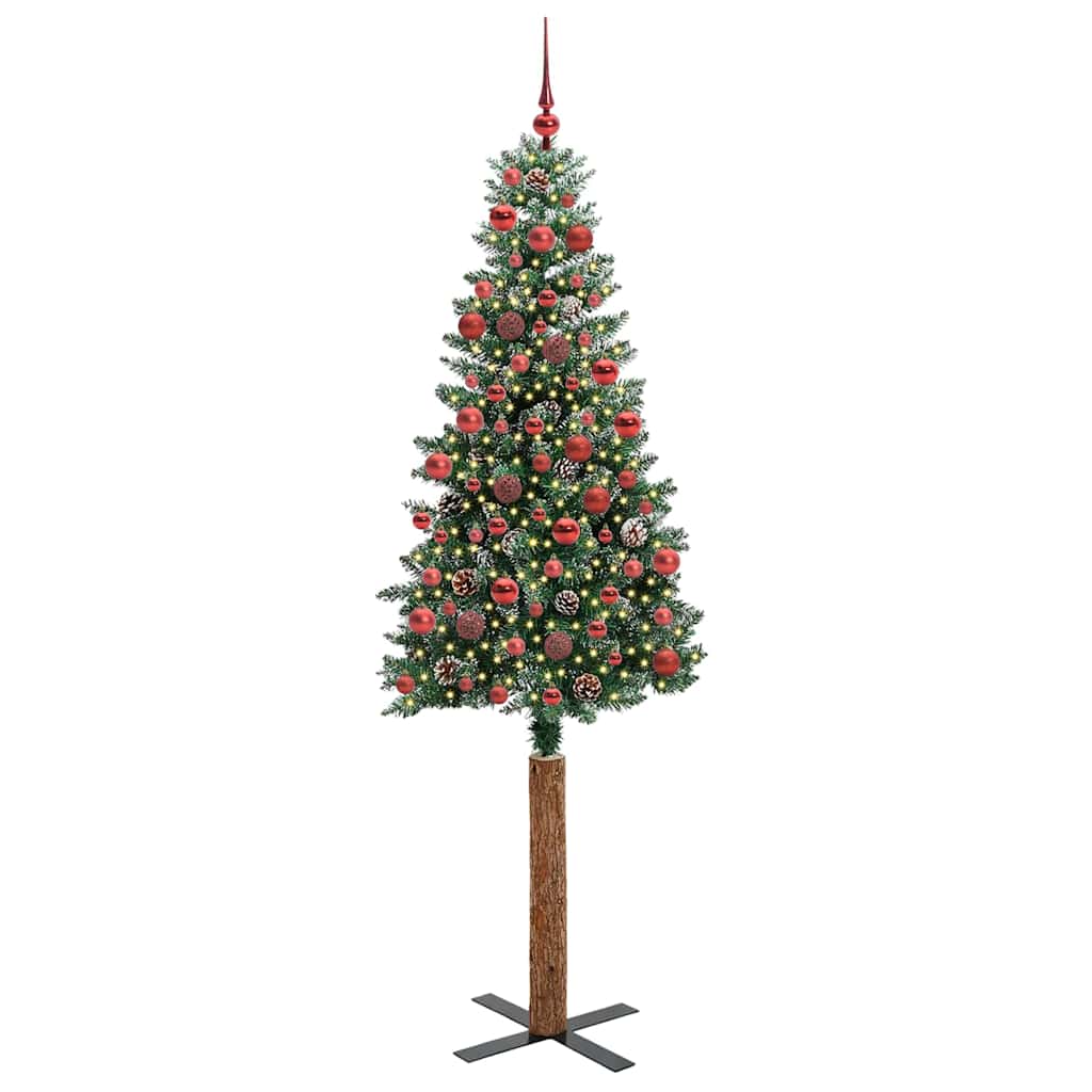 vidaXL Slim Christmas Tree Green 180 cm PVC and Solid Pine wood
