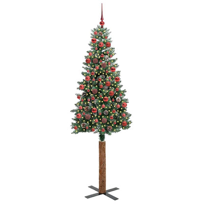 vidaXL Slim Christmas Tree Green 180 cm PVC and Solid Pine wood