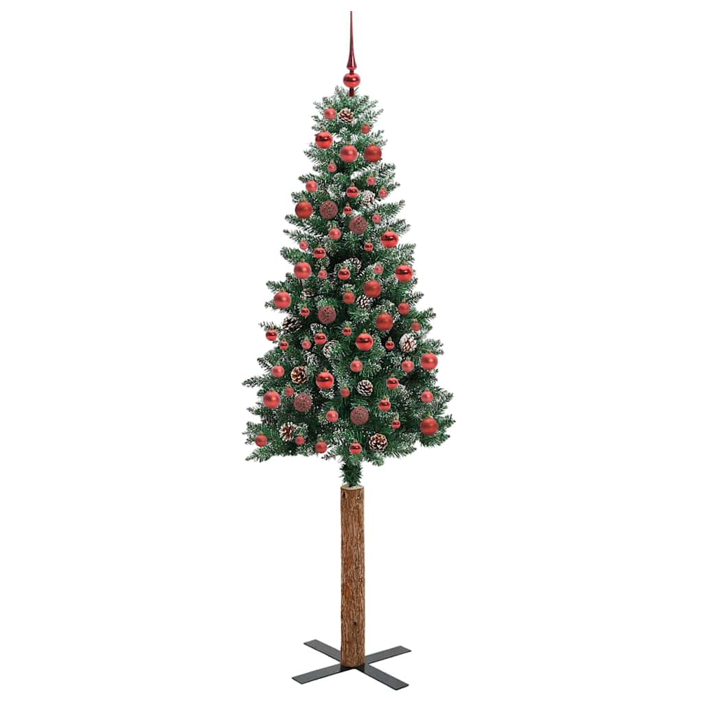 vidaXL Slim Christmas Tree Green 180 cm PVC and Solid Pine wood