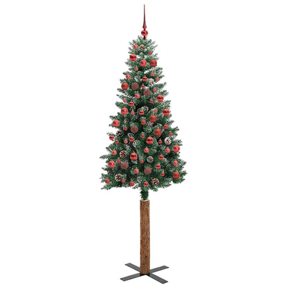 vidaXL Slim Christmas Tree Green 180 cm PVC and Solid Pine wood