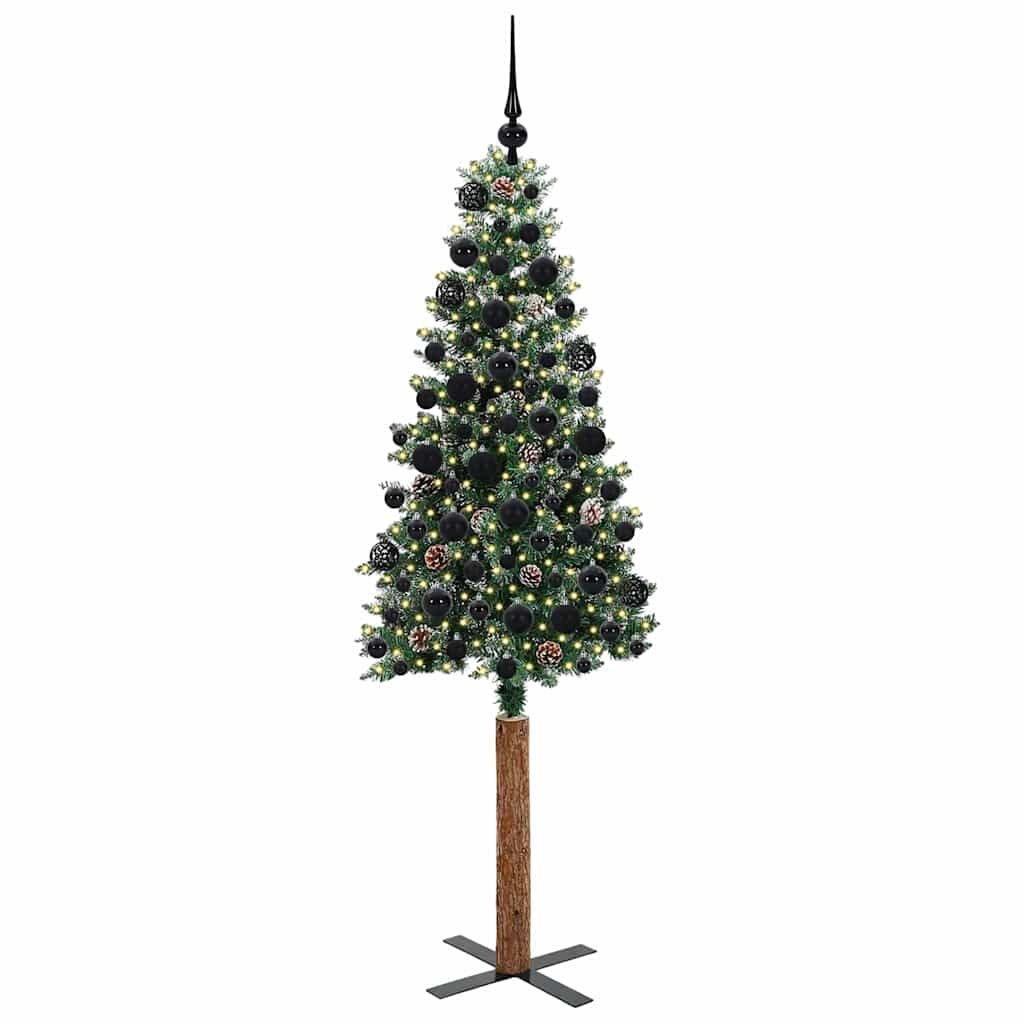 vidaXL Slim Christmas Tree Green 180 cm PVC and Solid Pine wood