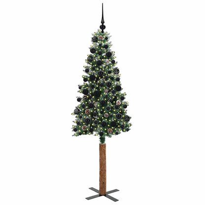 vidaXL Slim Christmas Tree Green 180 cm PVC and Solid Pine wood