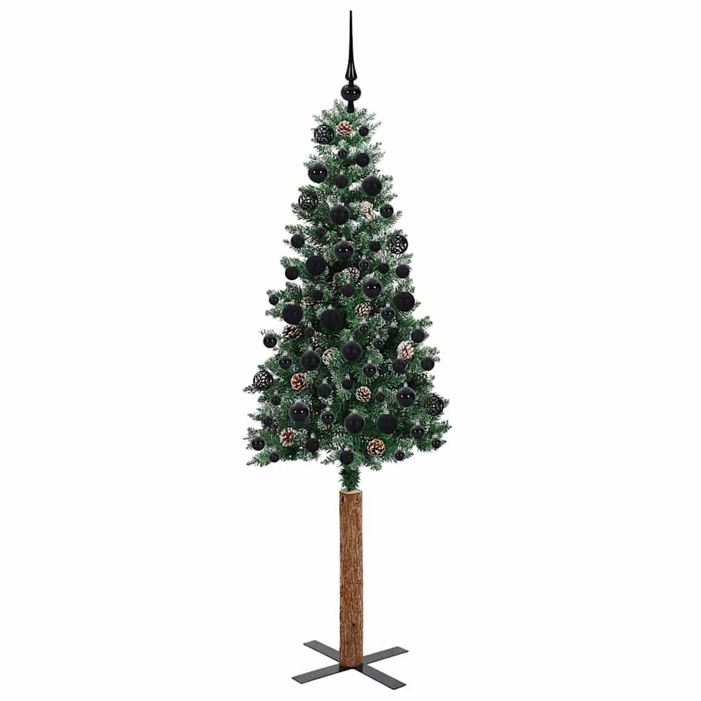 vidaXL Slim Christmas Tree Green 180 cm PVC and Solid Pine wood