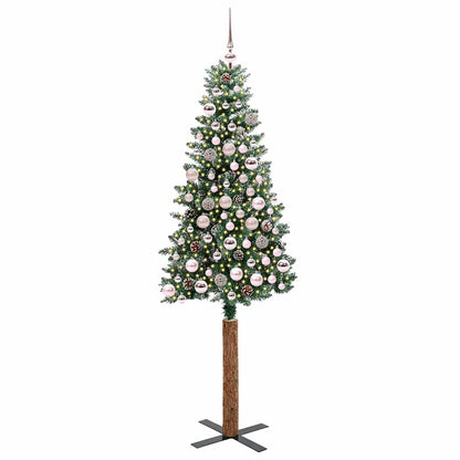 vidaXL Slim Christmas Tree Green 180 cm PVC and Solid Pine wood
