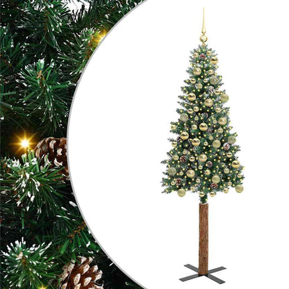 vidaXL Slim Christmas Tree Green 180 cm PVC and Solid Pine wood