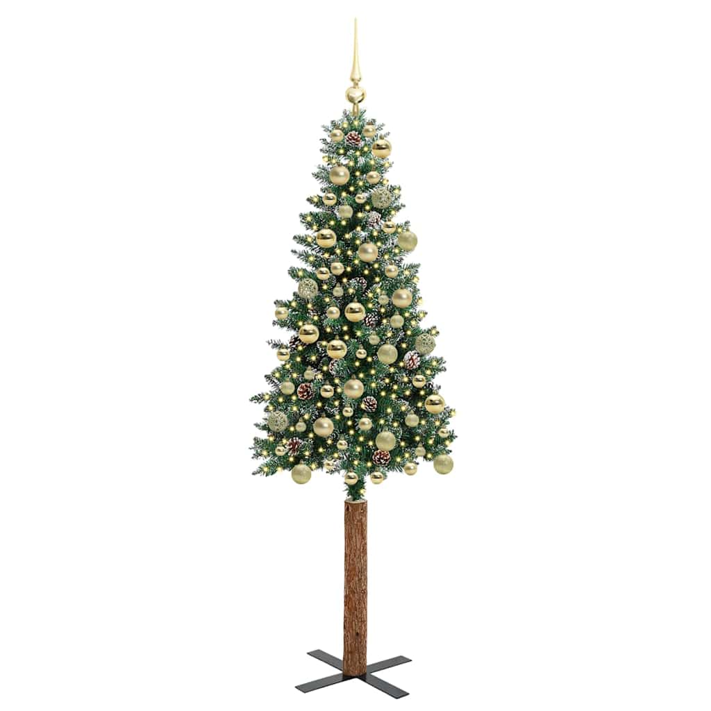 vidaXL Slim Christmas Tree Green 180 cm PVC and Solid Pine wood