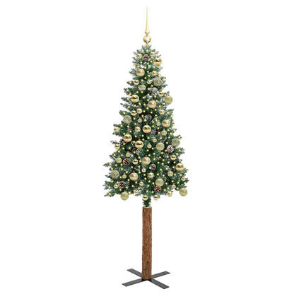 vidaXL Slim Christmas Tree Green 180 cm PVC and Solid Pine wood
