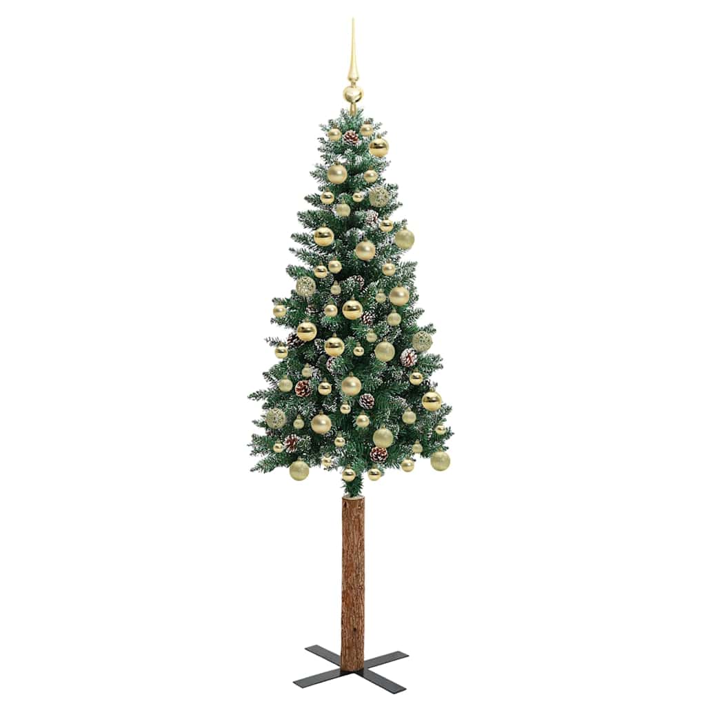 vidaXL Slim Christmas Tree Green 180 cm PVC and Solid Pine wood