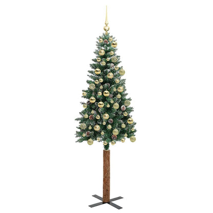 vidaXL Slim Christmas Tree Green 180 cm PVC and Solid Pine wood