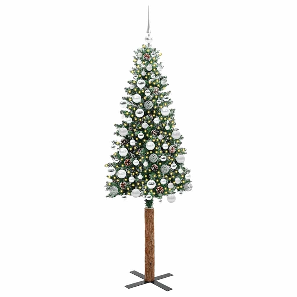 vidaXL Slim Christmas Tree Green 180 cm PVC and Solid Pine wood