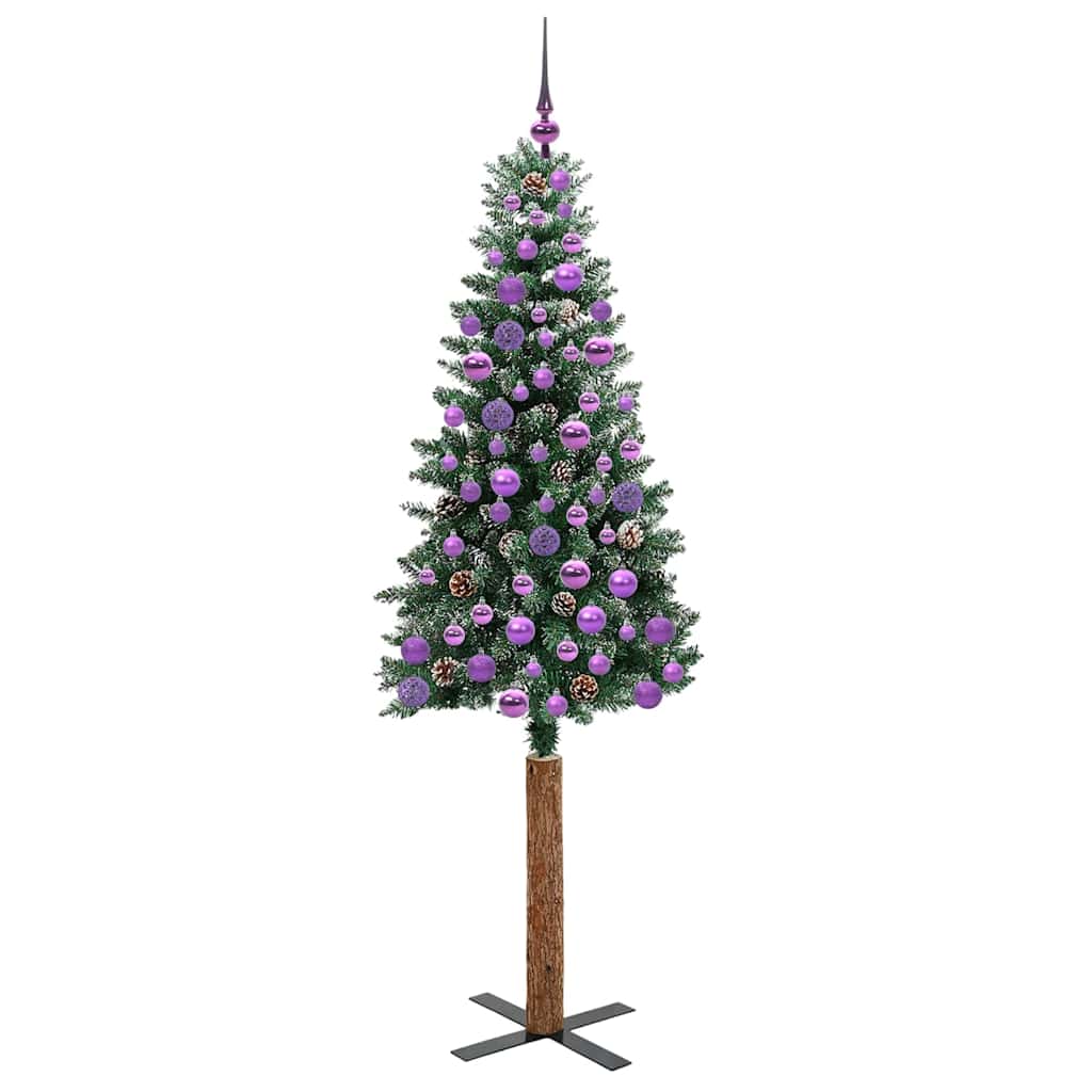 vidaXL Slim Christmas Tree Green 180 cm PVC and Solid Pine wood