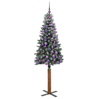vidaXL Slim Christmas Tree Green 180 cm PVC and Solid Pine wood