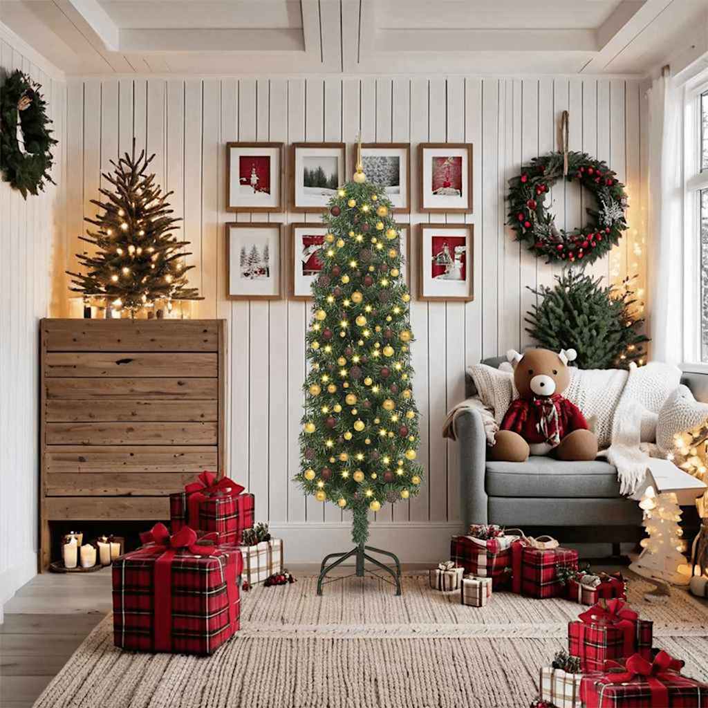 vidaXL Artificial Christmas Tree with 300 LEDs with Stand Green 180 cm