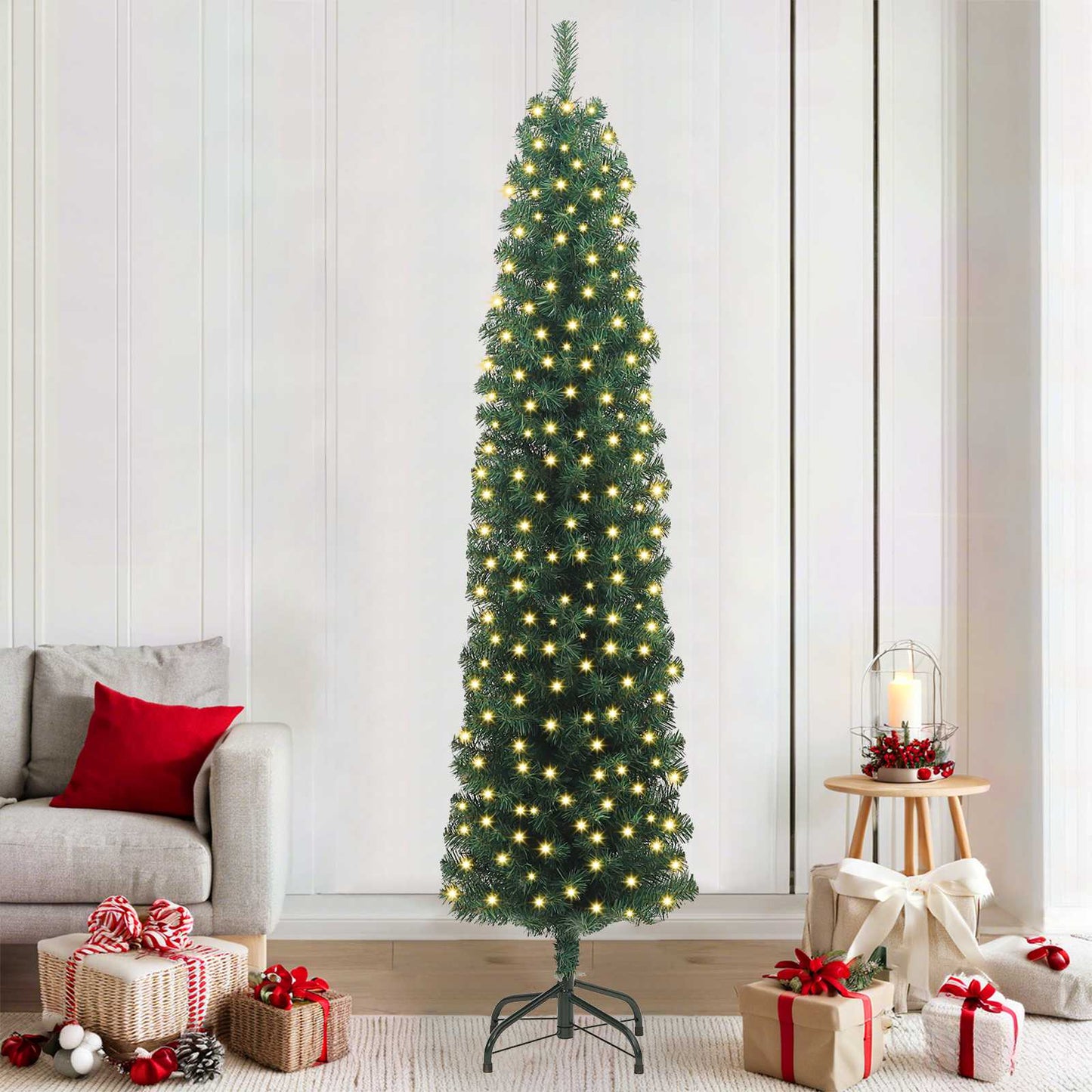 vidaXL Artificial Christmas Tree with 300 LEDs with Stand Green 210 cm