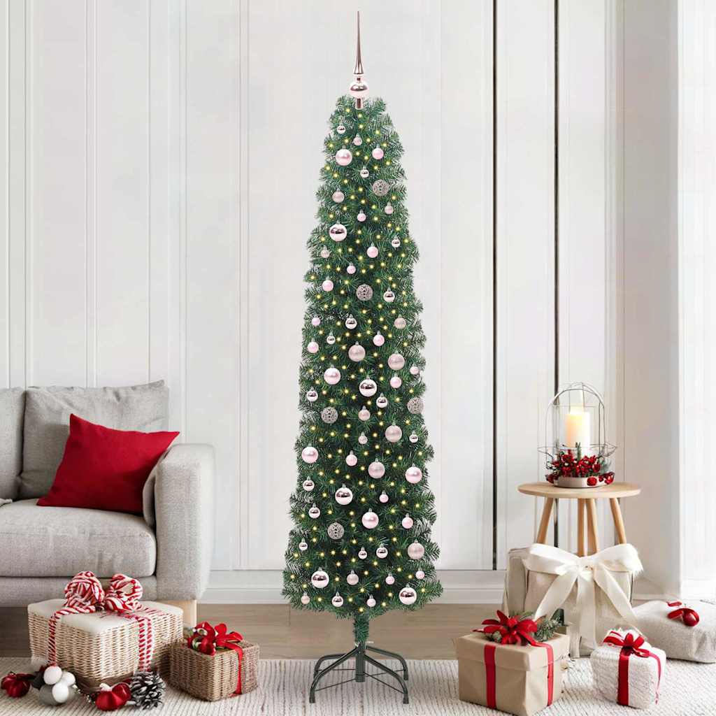 vidaXL Artificial Christmas Tree with 300 LEDs with Stand Green 210 cm