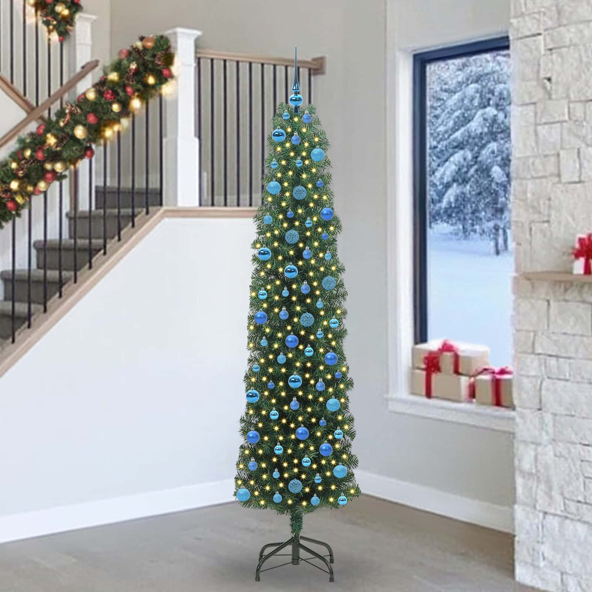 vidaXL Artificial Christmas Tree with 300 LEDs with Stand Green 240 cm