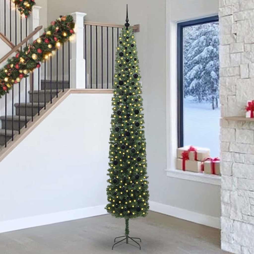 vidaXL Artificial Christmas Tree with 300 LEDs with Stand Green 270 cm