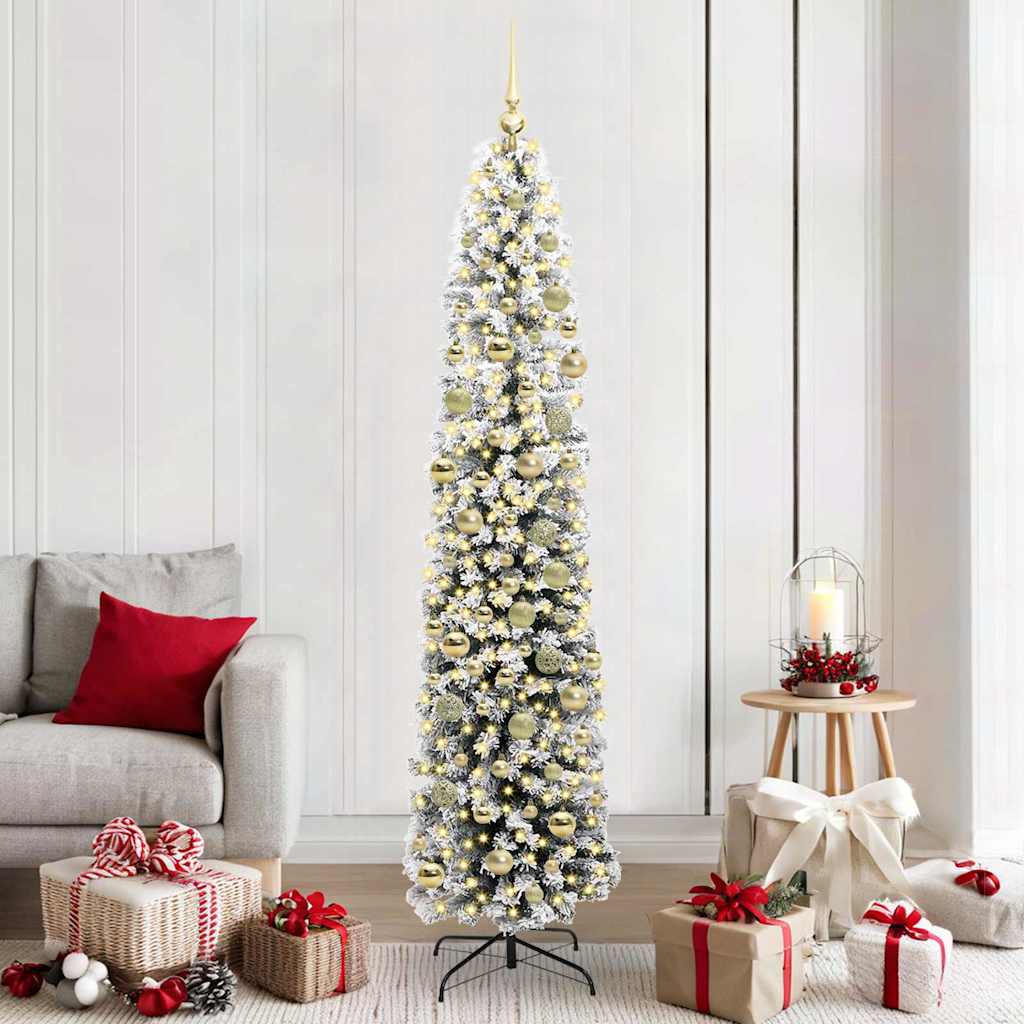vidaXL Artificial Christmas Tree Green and White 210 cm