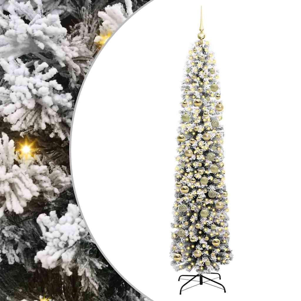 vidaXL Artificial Christmas Tree Green and White 210 cm
