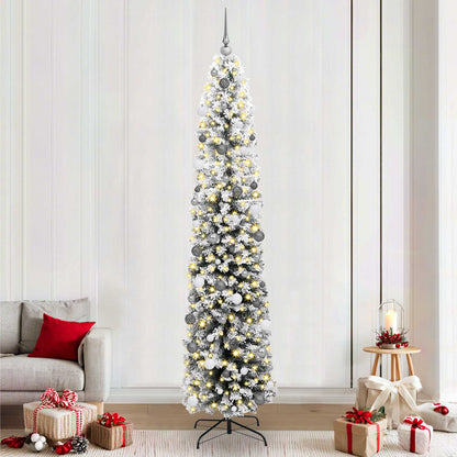 vidaXL Artificial Christmas Tree with LED Light Green and White 240 cm