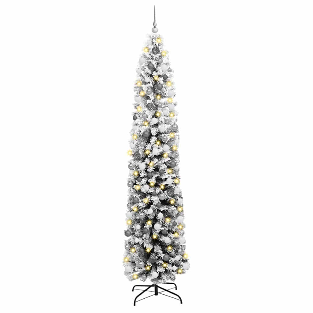vidaXL Artificial Christmas Tree with LED Light Green and White 240 cm